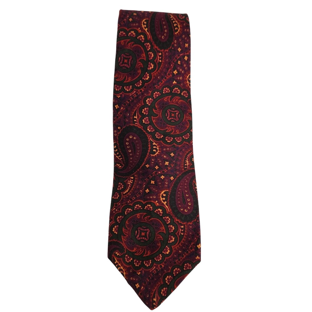 AF Abercrombie‎ & Fitch Vintage Silk Tie Men's 58" Long Paisley Floral Green Red